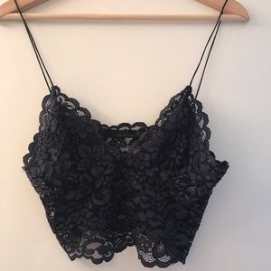 Navy Lace Zara Cropped Tank